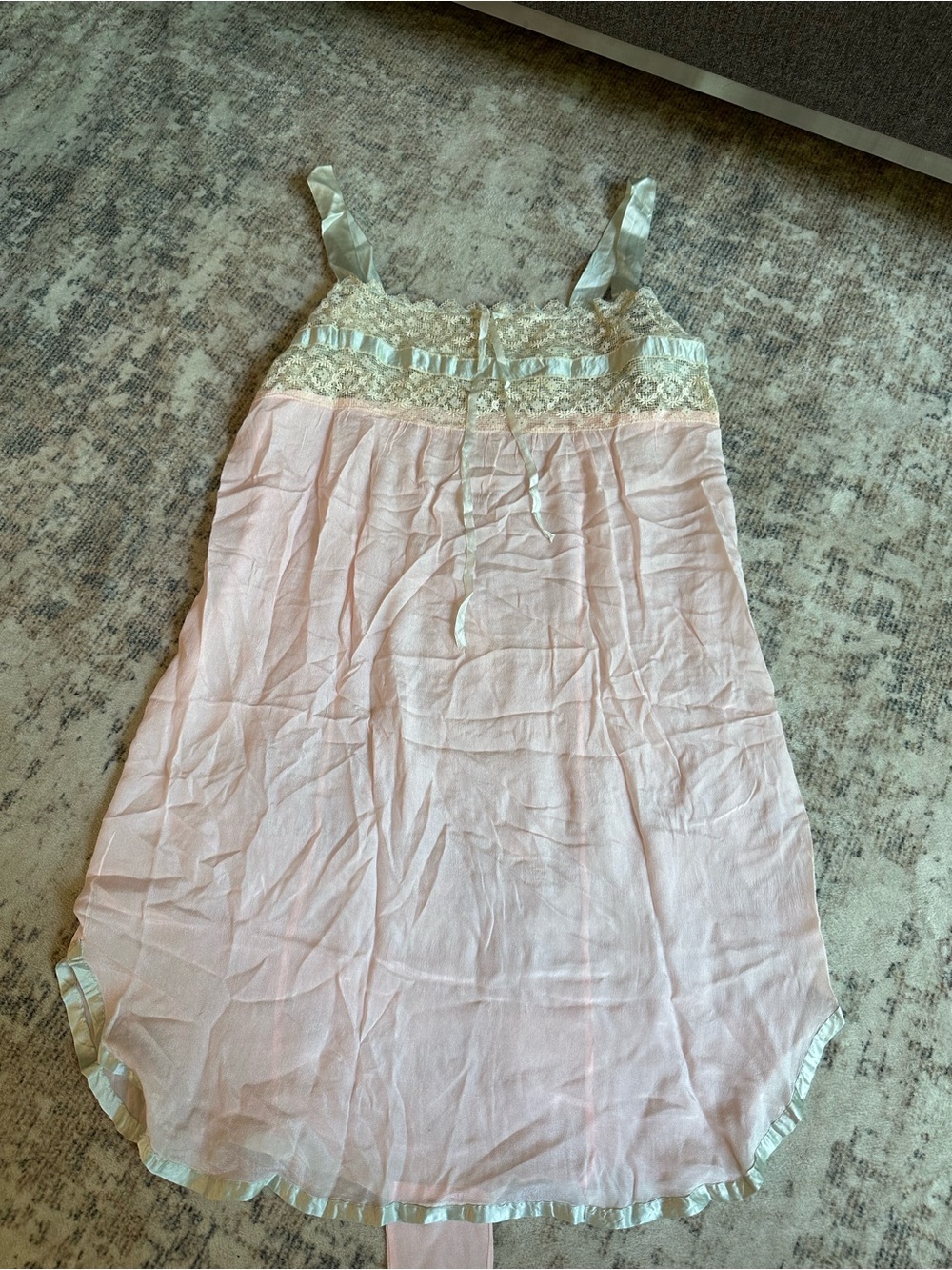 Vintage Pink Silk Lace Nightgown Slip Estate Find Romantic Lingerie Sleepwear S - Picture 3 of 8